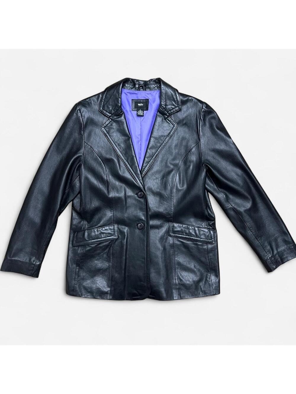 Mossimo leather blazer jacket with purple lining